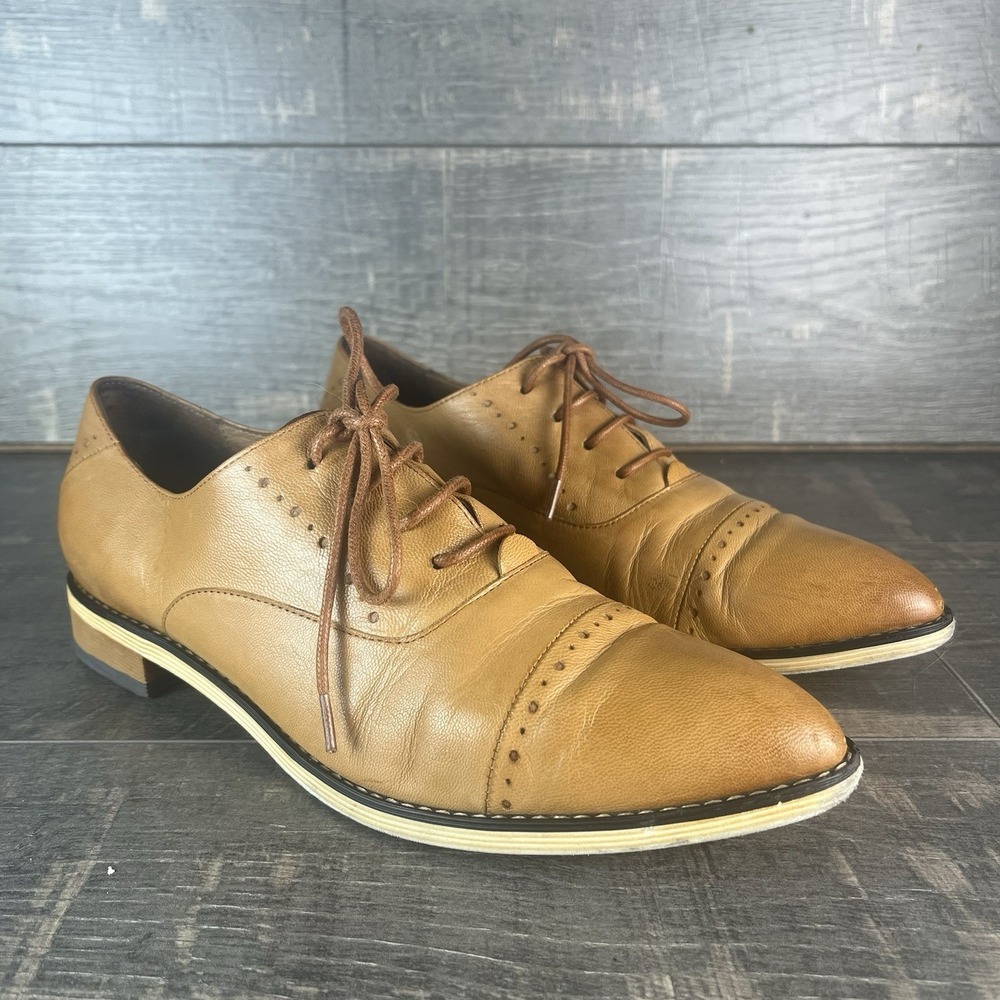 Mona Flying Classic Leather Oxford Shoes Womens 40 Brown Lace Up Cap Toe US 9 - Picture 8 of 9